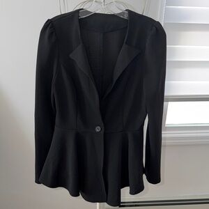 Black Peplum Single-Button Blazer
